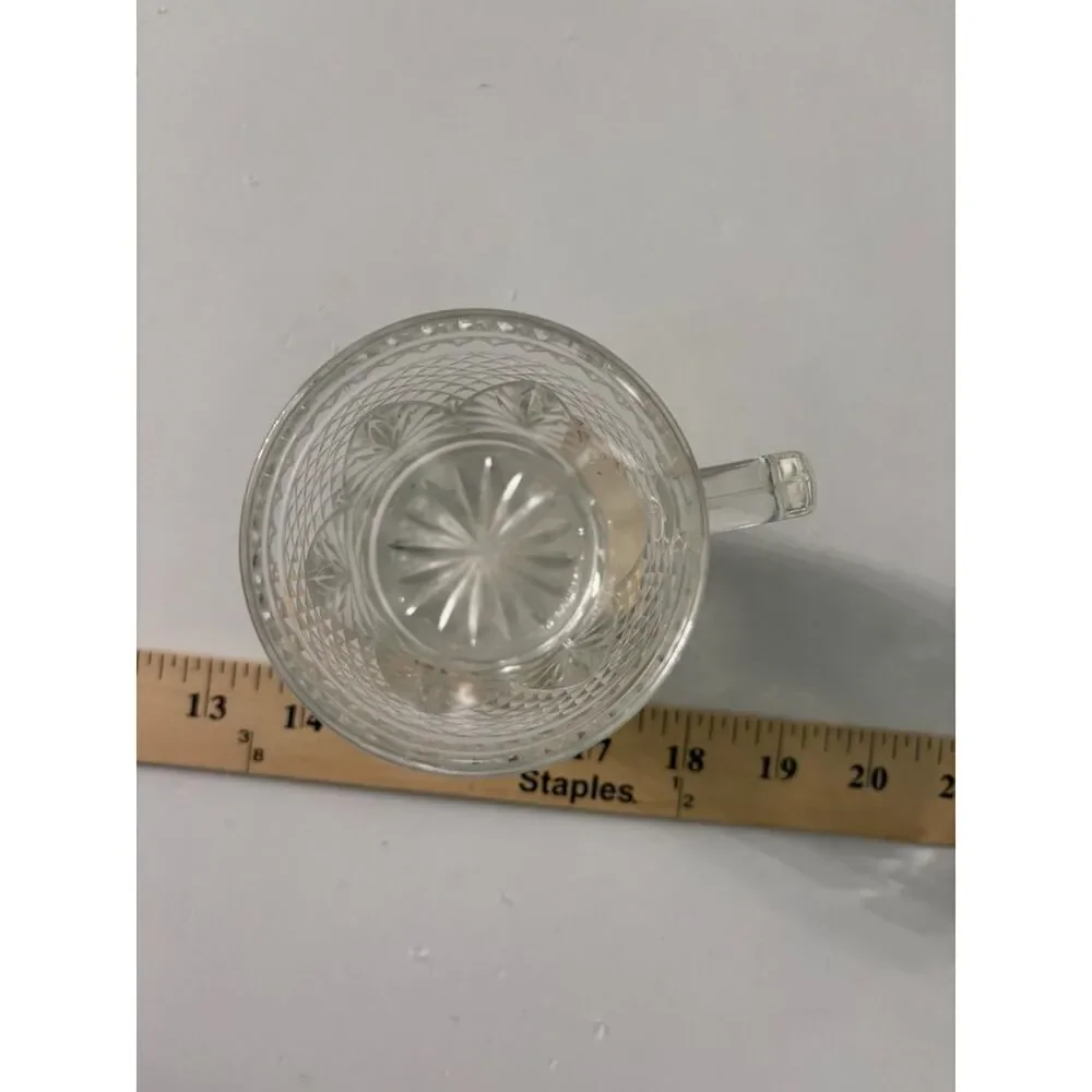 vtg clear glass mini beer mug shot glass with diamond cut pattern